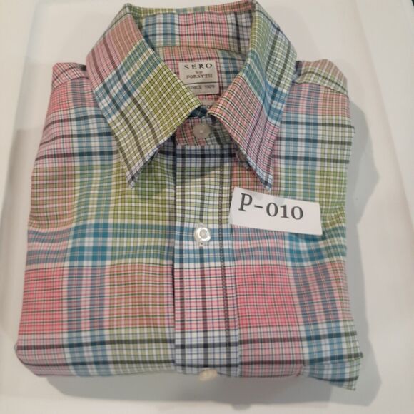 Sero by Forsyth Men's Long Sleeve Shirt Plaid Pink Green Front Pocket Size M - Picture 9 of 9